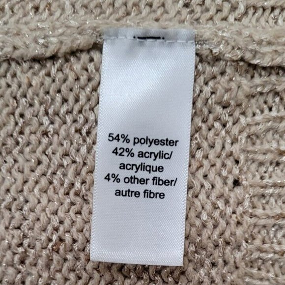 Woman's Sz S Beige Poly. Blend/Metallic Long Sleeve Pullover Sweater by MAUNCES - Picture 4 of 6